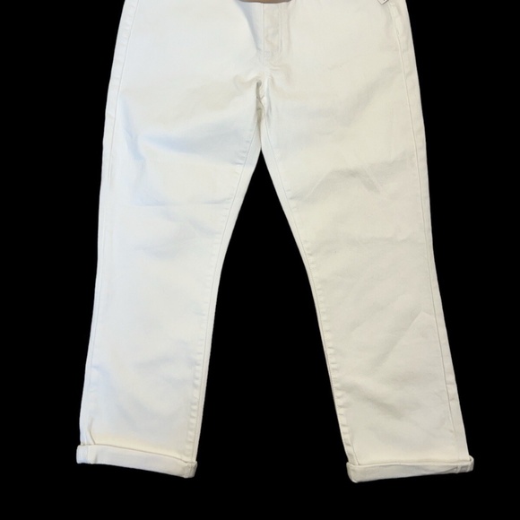 Liverpool Maternity Jeans 8 White Crop Over Belly Straight Rolled Leg Stretch - Picture 2 of 16